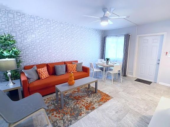 Living room and dining area