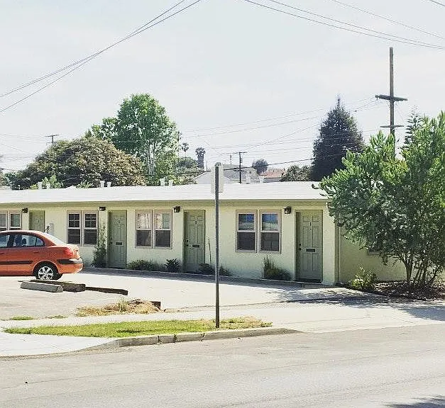 Front view and parking area