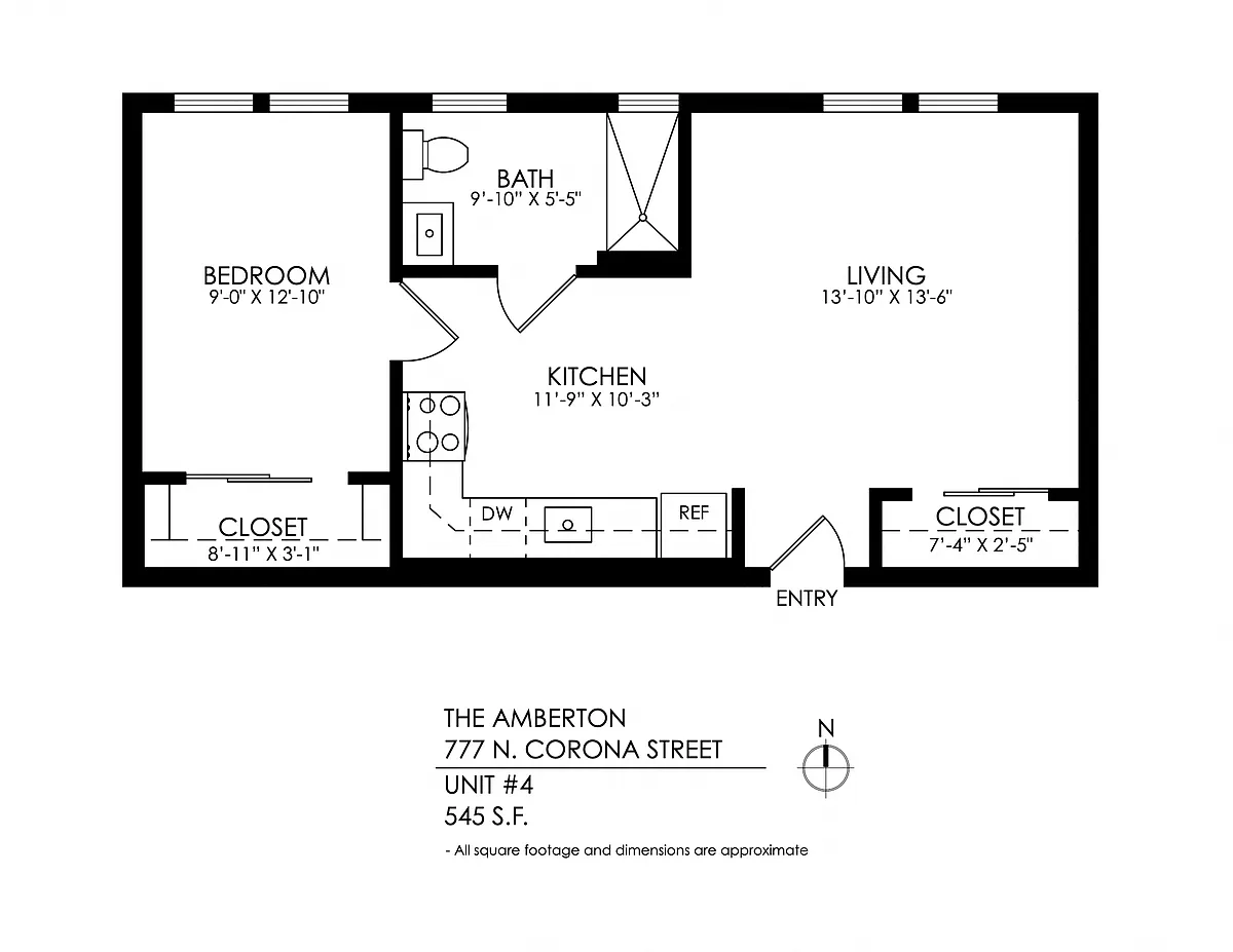 Floor plan 1 Bedroom-Hardwood