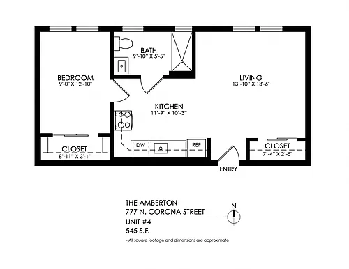 Floor plan 1 Bedroom-Hardwood