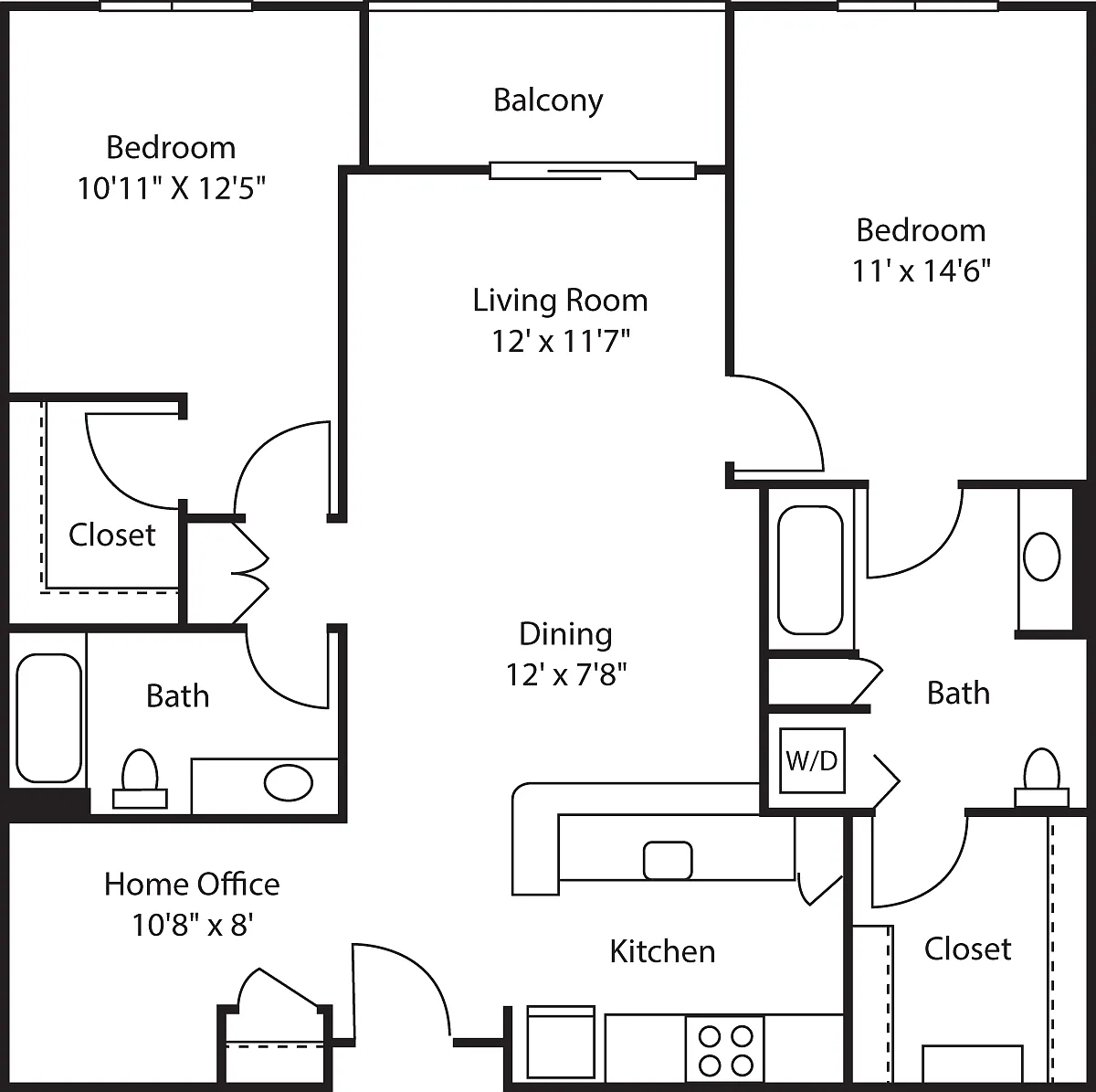 Floor plan Two Bedroom 1175