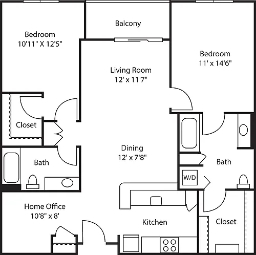 Floor plan Two Bedroom 1175