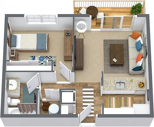 Floor plan 1 Bed 1 Bath C Partial