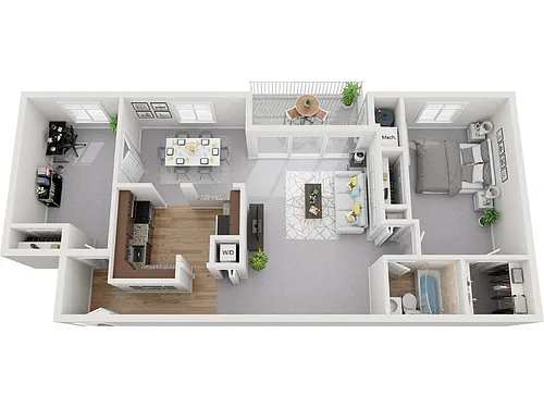 Floor plan 1 Bedroom 1 Bath Den Renovated