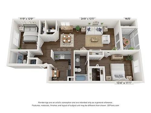 Floor plan 2 Bedroom 2 Bath Signature 1099 sq ft
