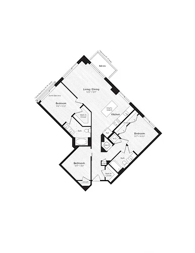 Floor plan C04 Two Bedroom and Den