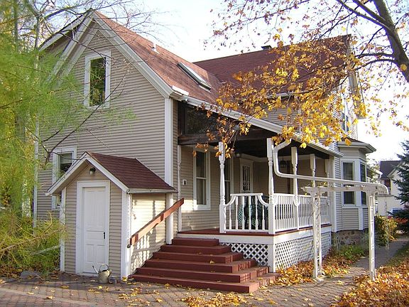The back porch and basement entry