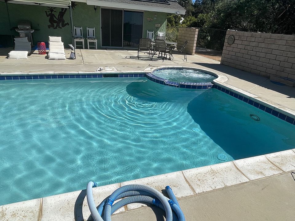 The bungalow overlooks the pool. The sliding door is in your bedroom