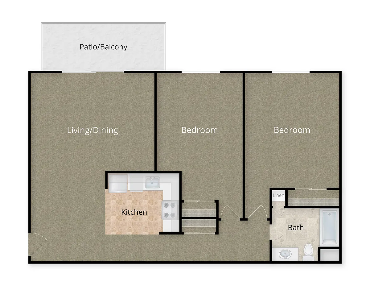 Floor plan 2 Bed x 1 Bath - 6