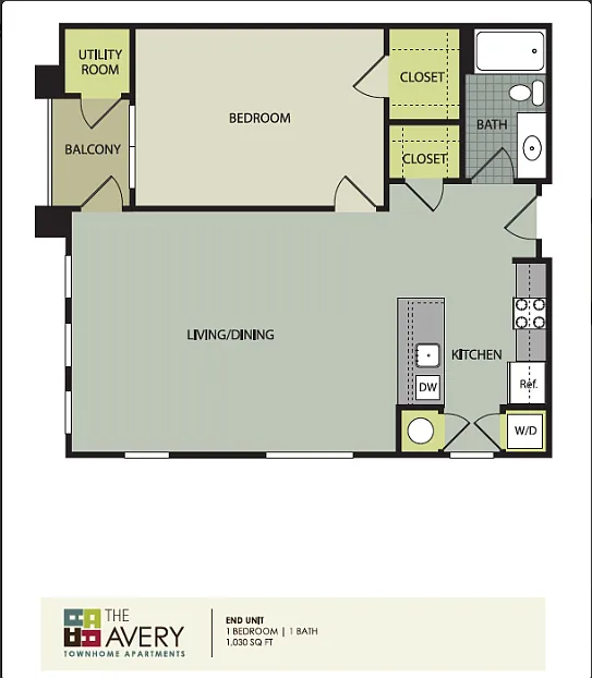 Floor plan One Bedroom End