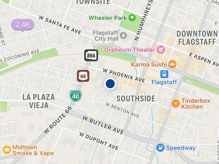 Map & Proximity to NAU Accross the Street