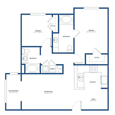 Floor plan 2X2 Small Renovated