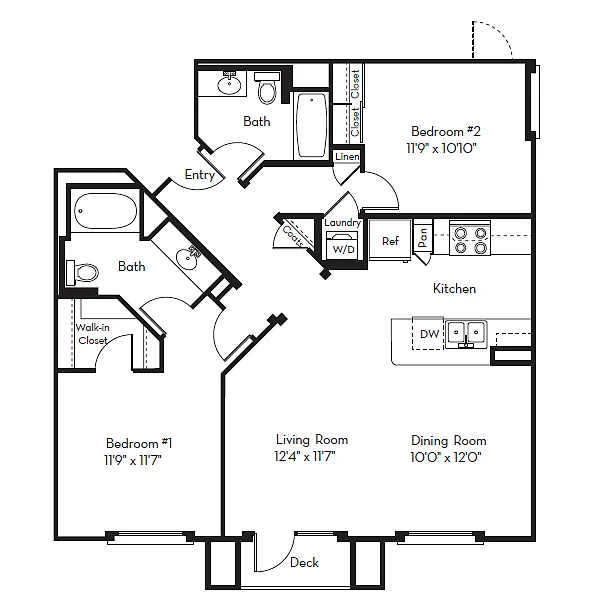 Floor plan 2 Bed 2 Bath Plan F