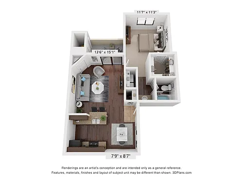 Floor plan 1X1-695