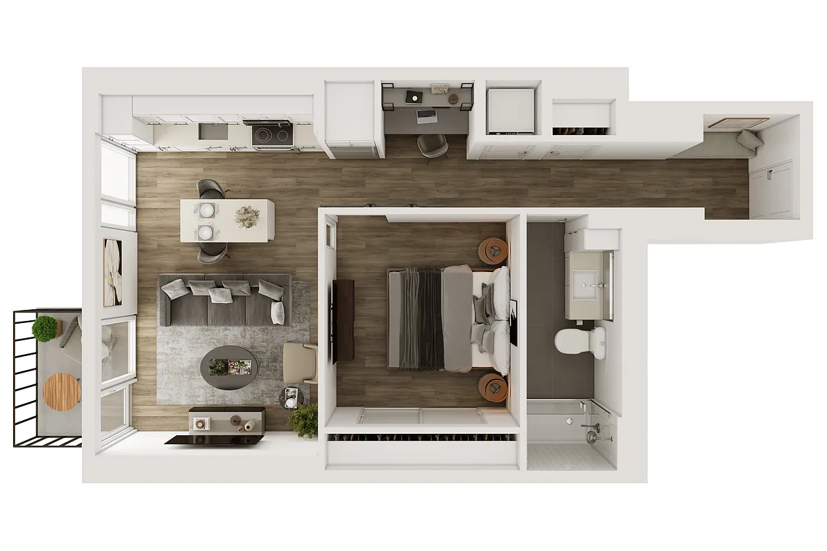 Floor plan S1: JR 1BR/1BA 693 SF