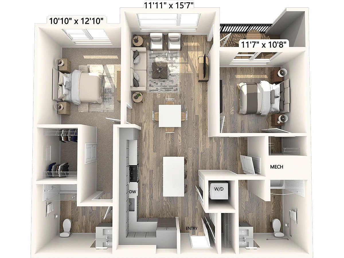 Floor plan BM08-1064sf-Apt517-626-ADA