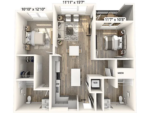 Floor plan BM08-1064sf-Apt517-626-ADA