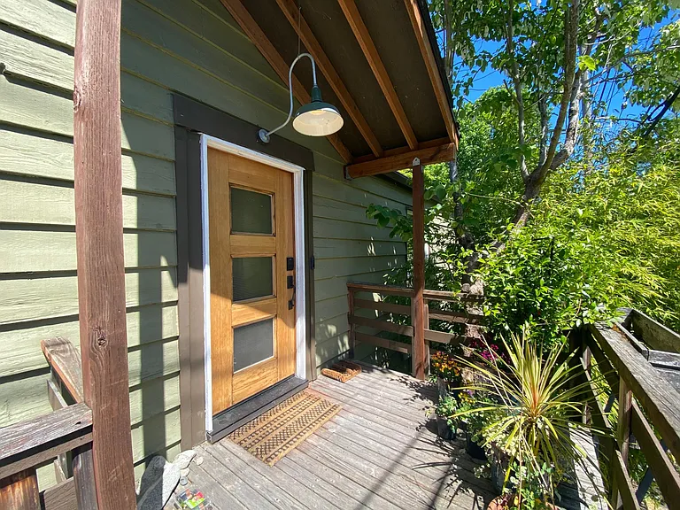 South facing sunny front entry porch.