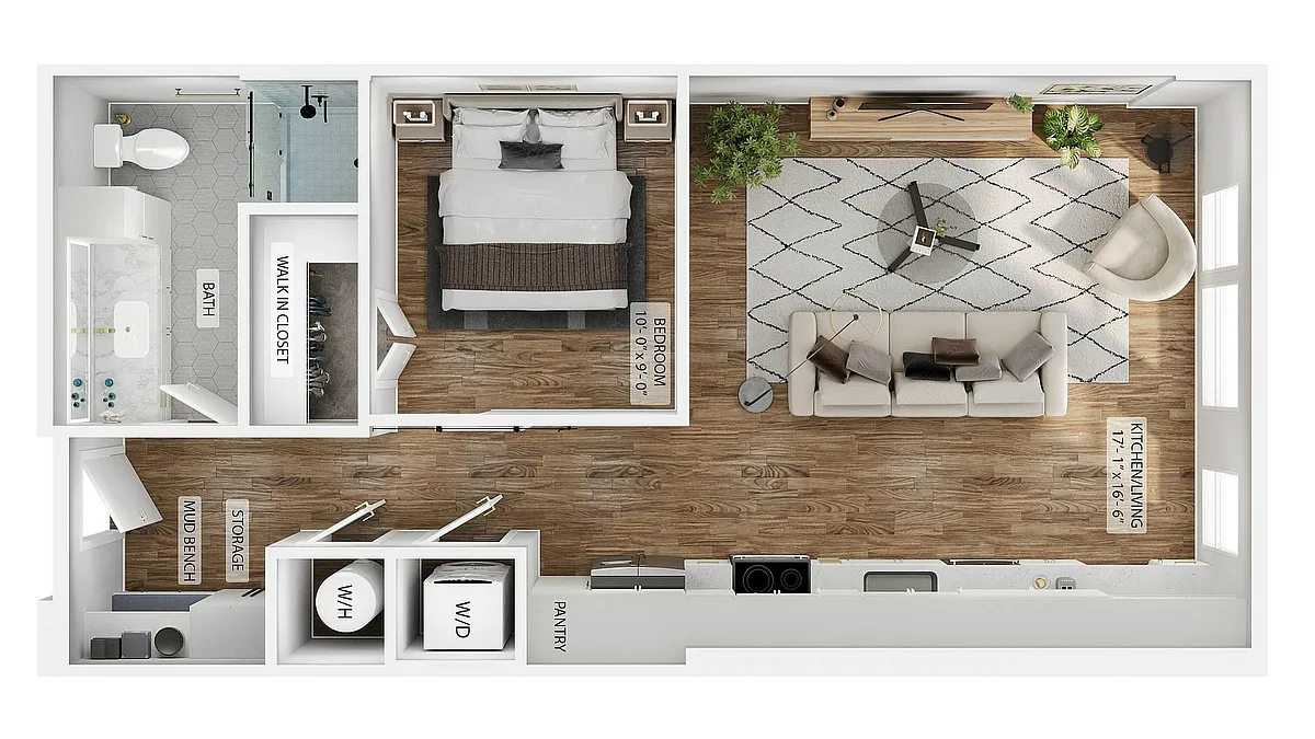 Floor plan 1BR/1BA - E1