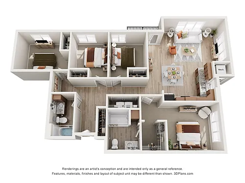 Floor plan Hickory - 60% AMI (BLDG II)
