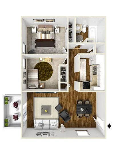 Floor plan B1 2x1 Renovated