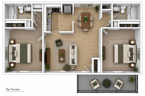 Floor plan 2 Bedroom 2 Bath - Tuscany