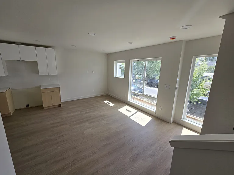 kitchen and living room area