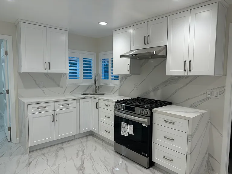 Kitchen, with new stove and new cabinets