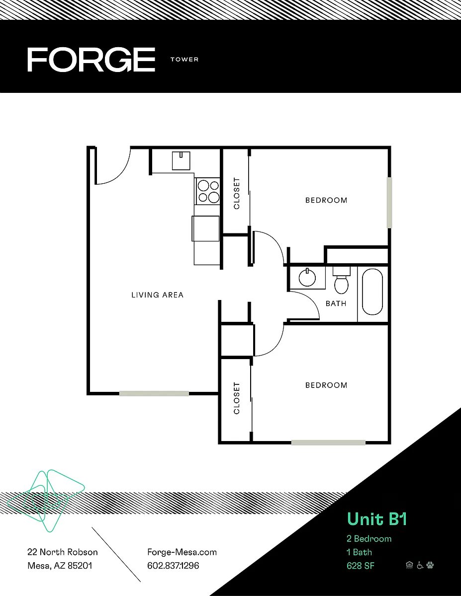 Floor plan 2 Bed/1 Bath