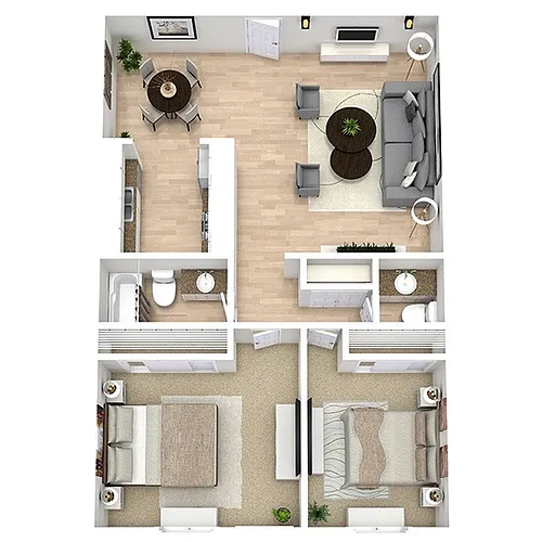 Floor plan B3: 2 Bed 1.5 Bath