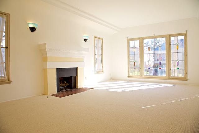 living room with working fire place