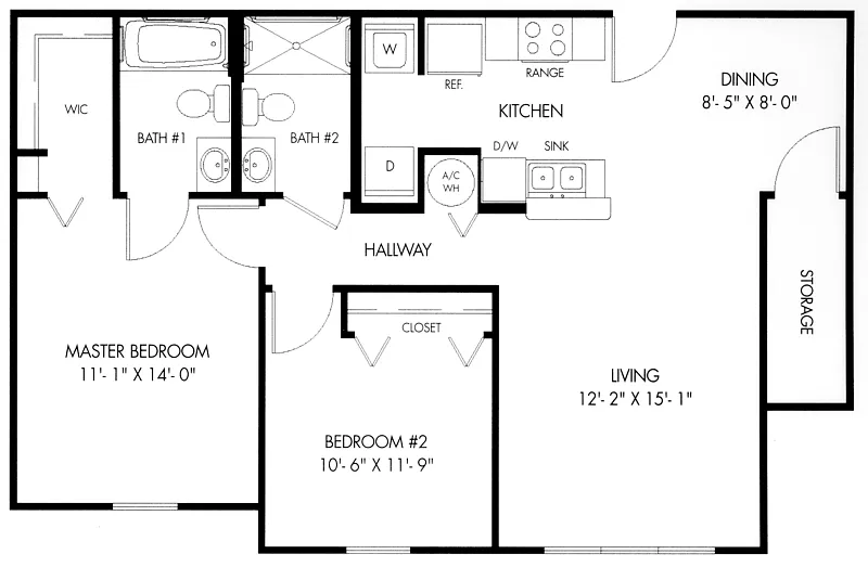 Floor plan B1 Two Bedroom 60%
