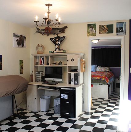 living room/bedroom behind