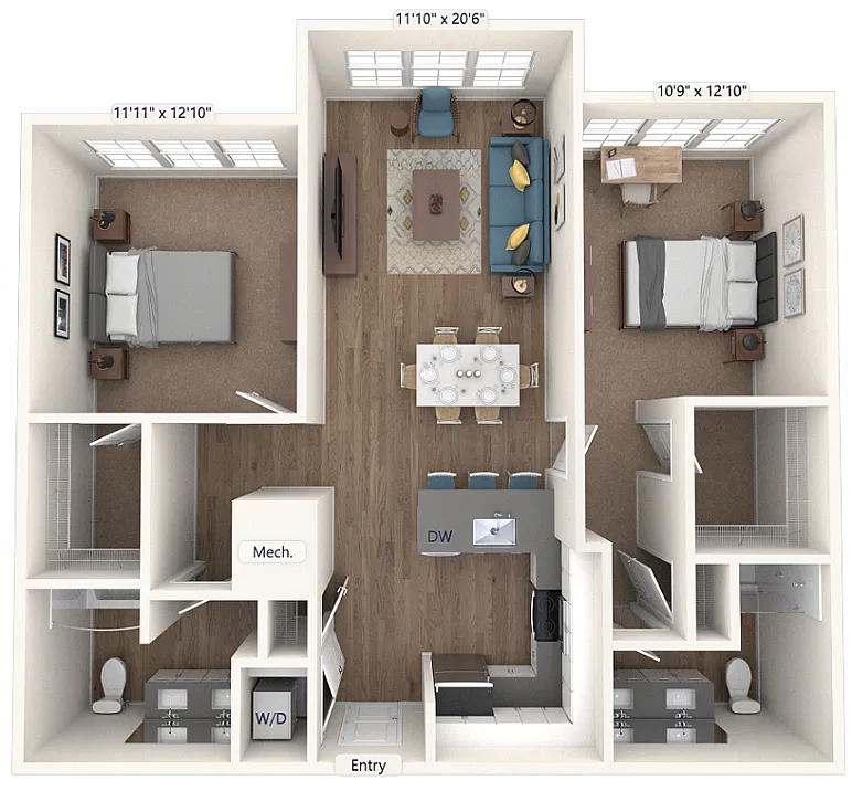 Floor plan BM11-D2-NoBalcony-1106