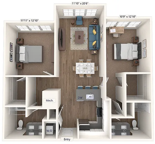 Floor plan BM11-D2-NoBalcony-1106