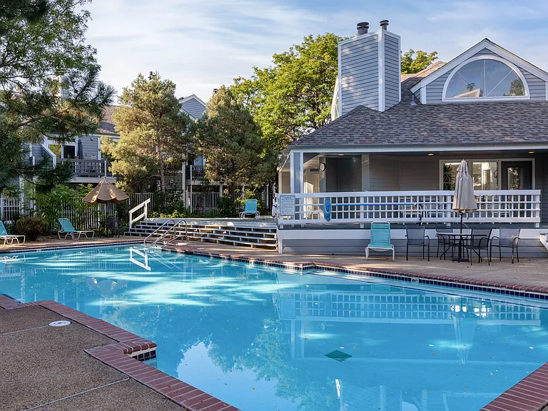 Community pool offers a relaxing place to cool off and enjoy Colorado's warm summer days.