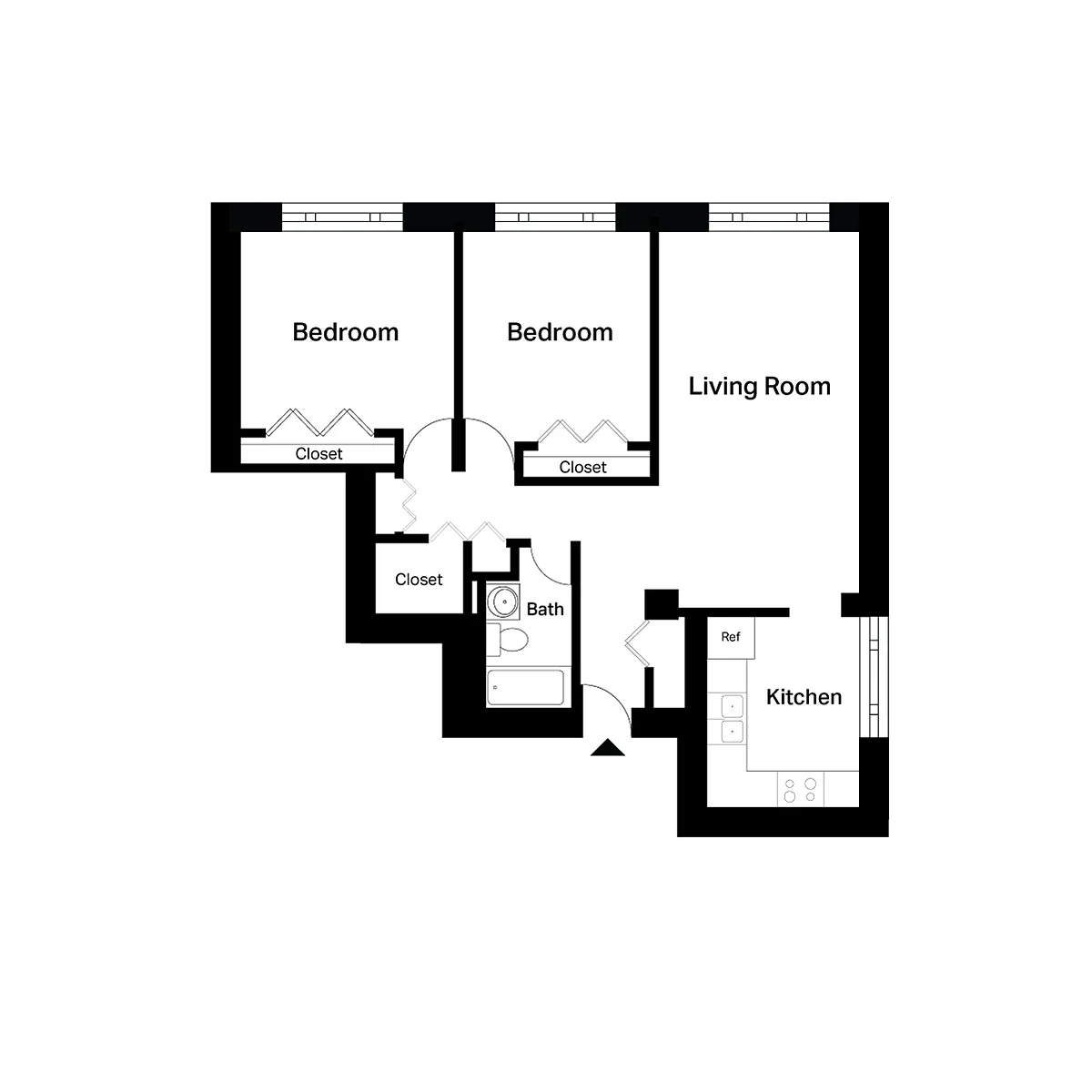 Floor plan Income-Restricted 1 Bedroom