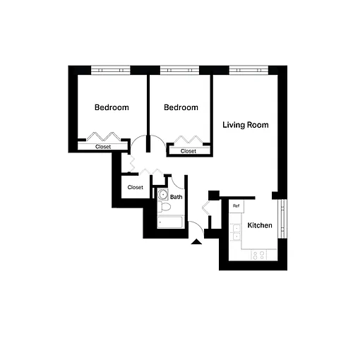 Floor plan Income-Restricted 1 Bedroom