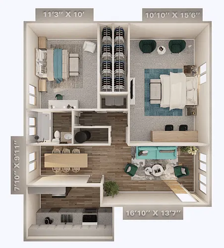 Floor plan 2 Bedroom 1 Bath - Camelia