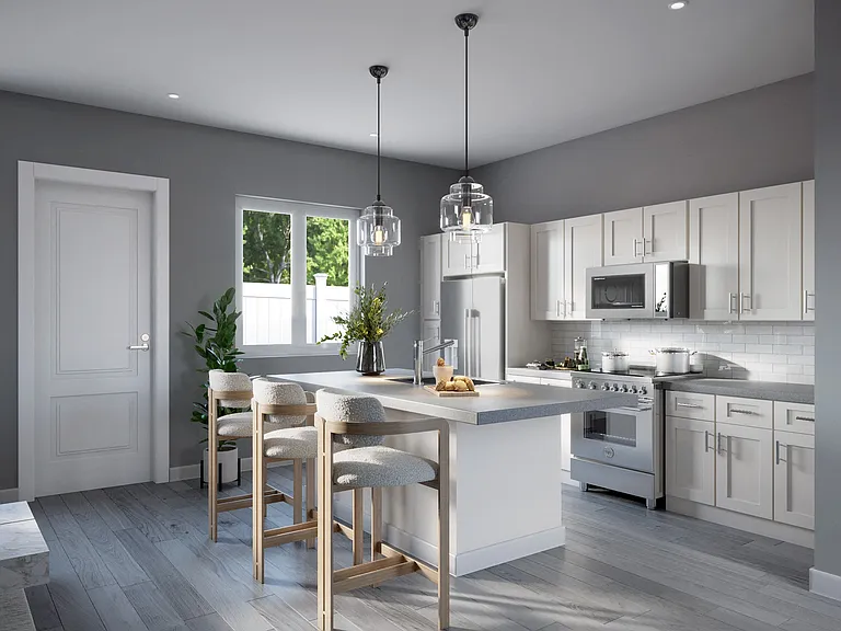 Open kitchen area with chefs kitchen