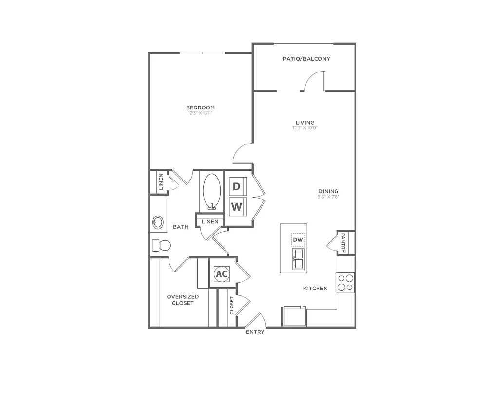 Floor plan A3 (806 SF)