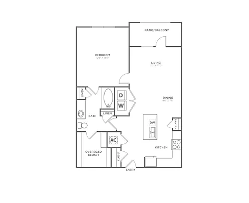 Floor plan A3 (806 SF)