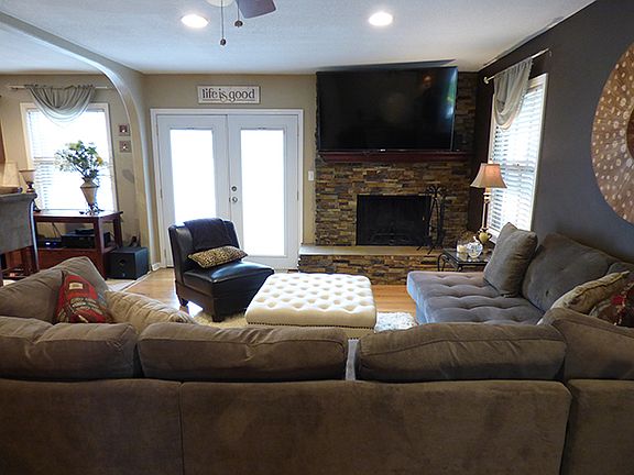 Family room with fireplace