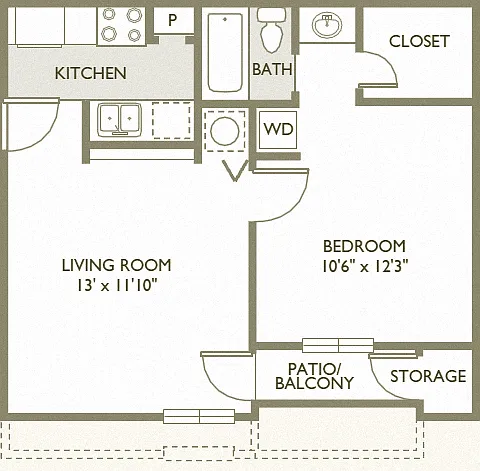 Floor plan One Bedroom Small