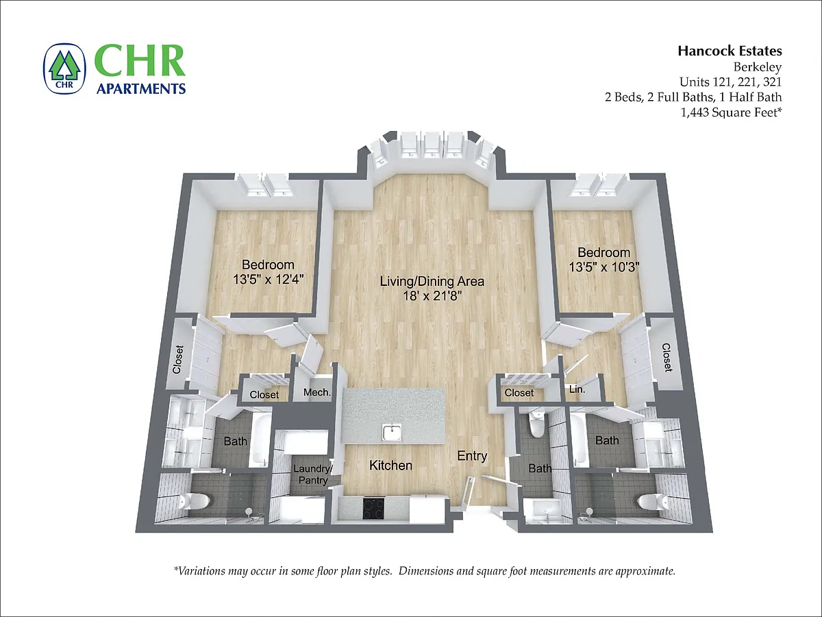 Floor plan 2 Bed /2.5 Bath - Hancock Estates