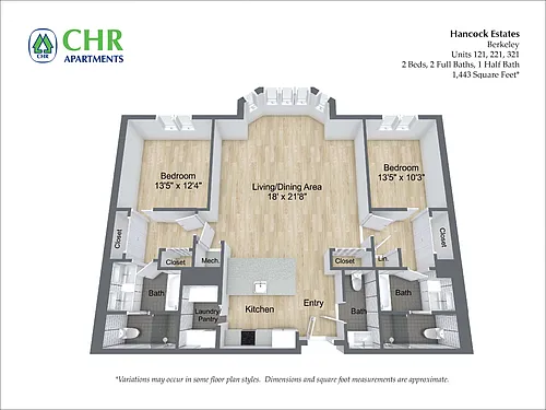 Floor plan 2 Bed /2.5 Bath - Hancock Estates