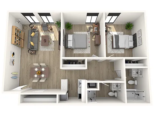 Floor plan 2 Bed - 2 Bath