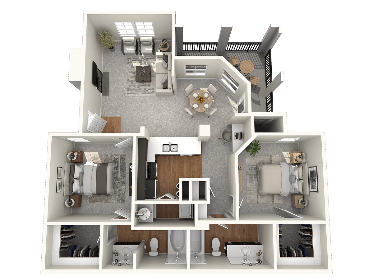 Floor plan B2 - 997 Sq. Ft.