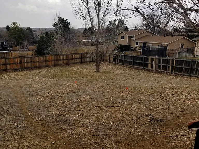 Extra large fenced in back yard.