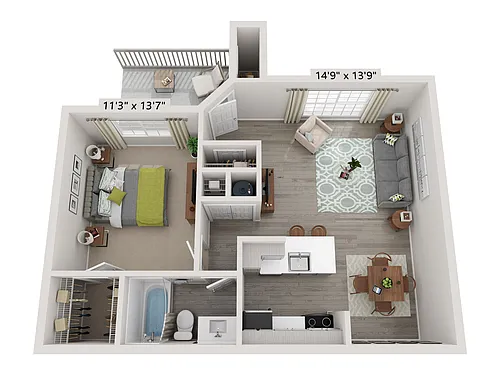 Floor plan 1x1 720 sqft